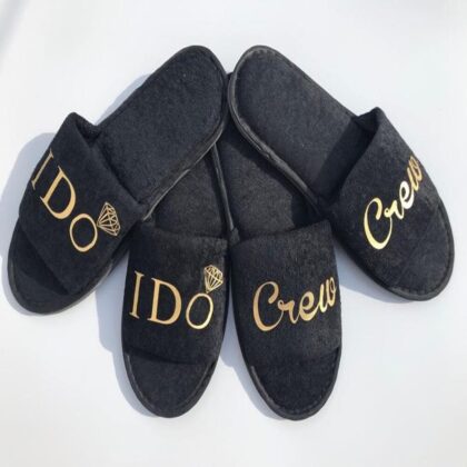 Personalised Slippers - Black or white for your Wedding, Hotel, Yacht or Home
